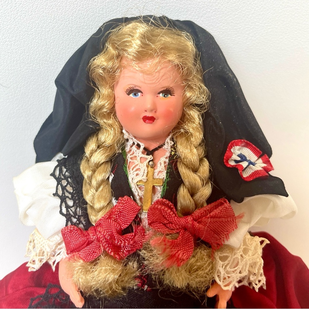 Vintage French Folk Costume Doll Alsace Poupees Magali Celluloid 1950s Souvenir
